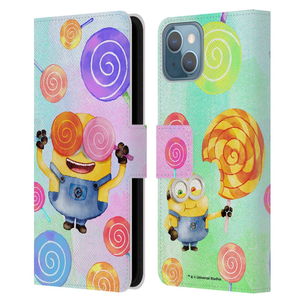 MINIONS ミニオンズ (公開 10周年 ) - Bob Lollipop レザー手帳型 / Apple iPhoneケース - PGS